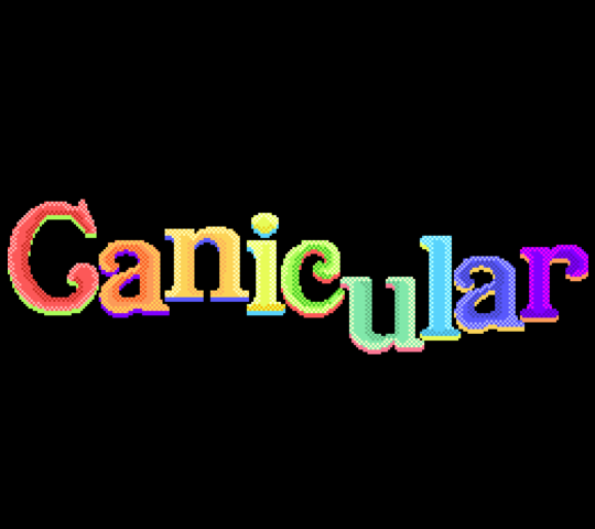 The project title, "Canicular" is a rainbow jumbo font